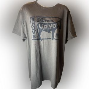 Funny novelty short sleeve tee shirt gray size L